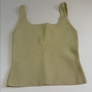 Babaton Sculpt Knit Squareneck Cropped Tank Ivory Ribbed Tank Top